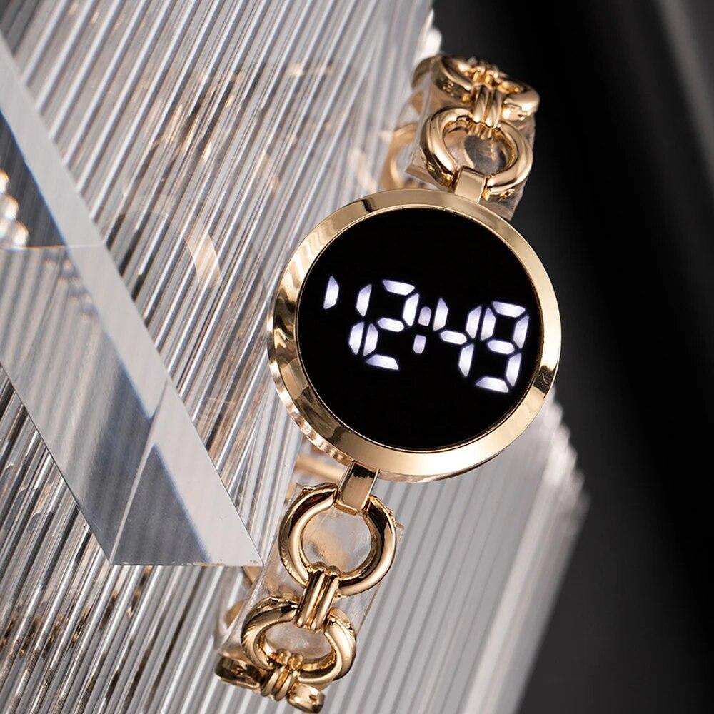 Women's Fashion Small Simple Touch Screen Chain Watch Women Steel Belt Student Bracelet Electronic Women Fashion Watch