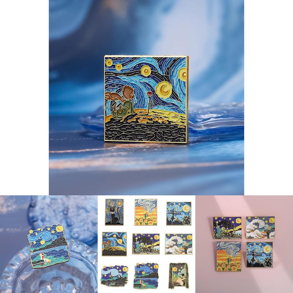 Unique Cartoon Inspired Artistic Brooch With Dreamy Starry Sunflower Design For All