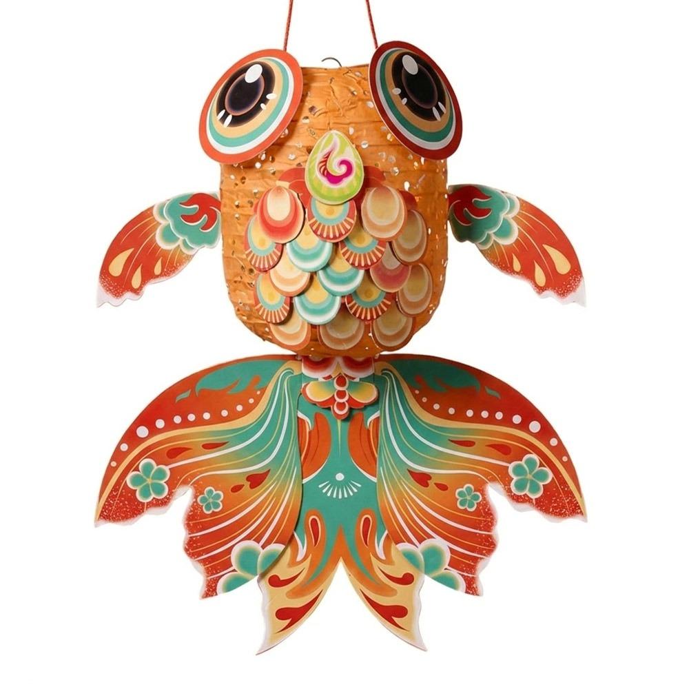 Cartoon Koi Chinese New Year Lantern Kit with Light Dancing Dragon New Year Lantern Photo Props Handheld Lucky Charm Light