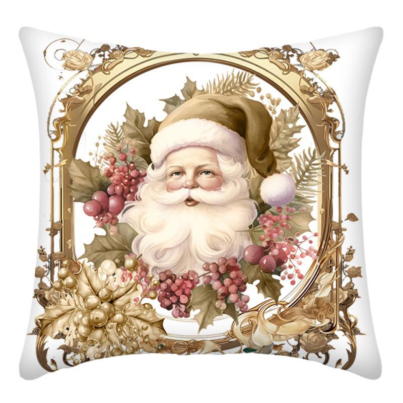 Christmas Home Decoration Pillow Cover Santa Claus Snowman Gingerbread Printed Sofa Cushion Suite Room Decoration Friend Gift