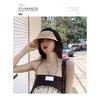 Wide Brim Sun Hat Pearl Decorated Straw Hat Imitation Pearl Beach Hat  UV Protection