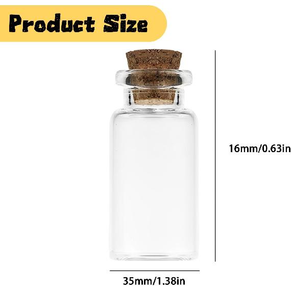 10 Mini Glass Bottles with Cork Lids - 3ml Empty Spell Jars, Tiny ing Bottles for DIY Crafts and Decoration