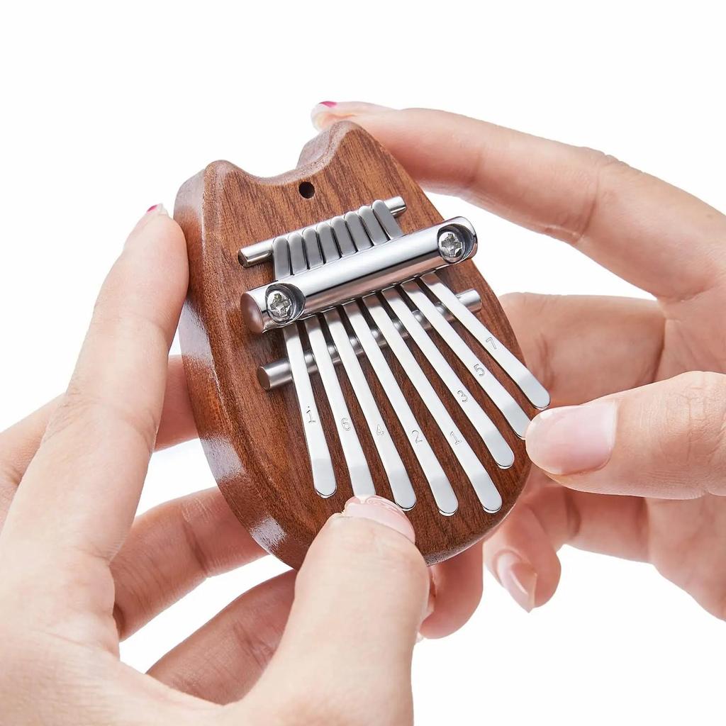 8 tasti Mini Kalimba Thumb Piano Dita Percussioni Legno Massello Giocattolo Regalo Musicale