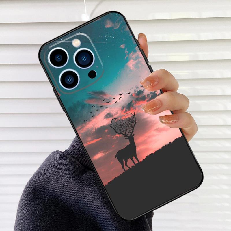 Deer Phone Case For iPhone 17 16 15 14 11 12 13 Pro Max Mini 15 16 Plus 16e 17Air Cover Fundas