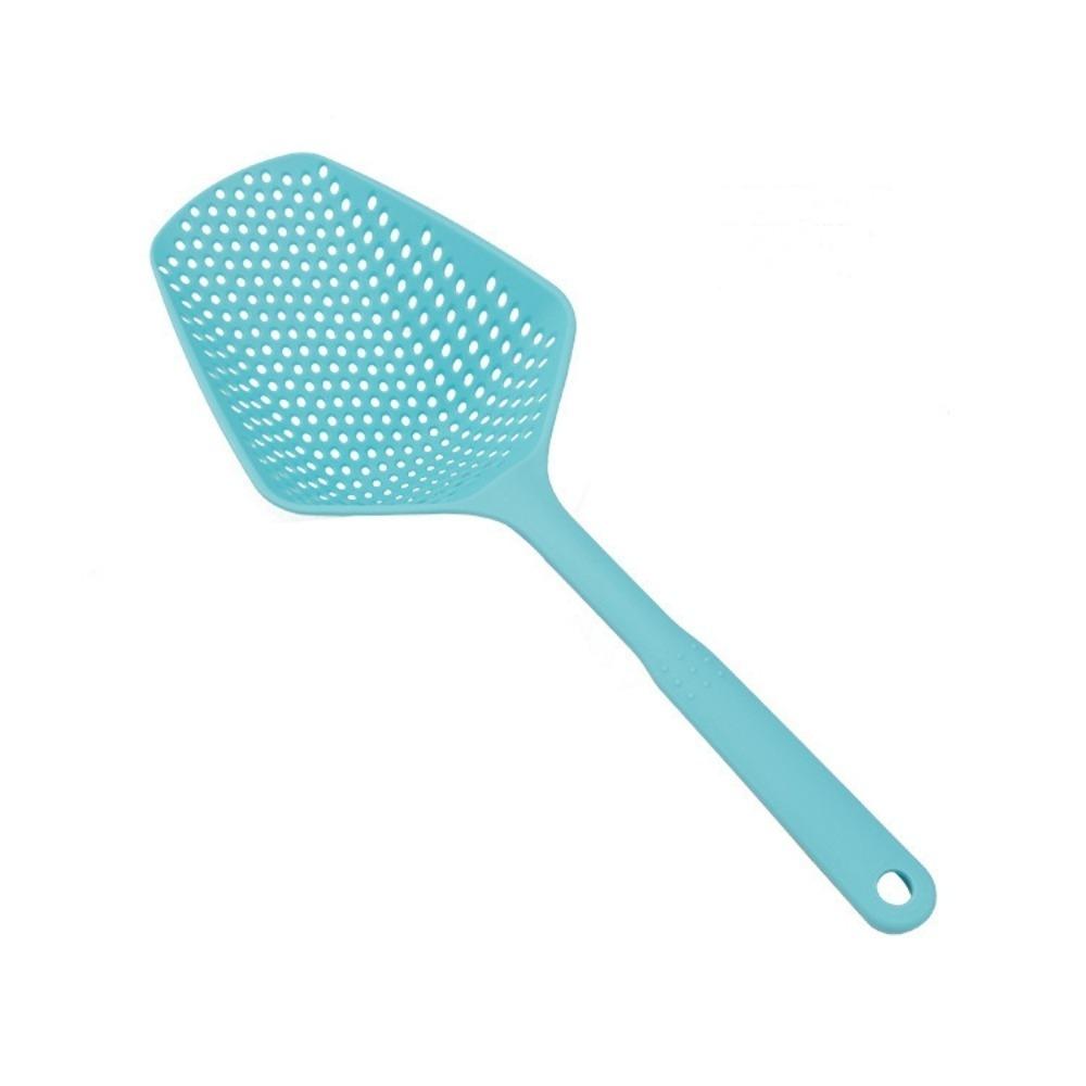 Large Strainer Spoon Long Handle Tool Colander Draining Scoop Pasta Strainer Cooking Kitchen for Spaghetti, Noodles, Veggies 13.5'' Utensils, Green