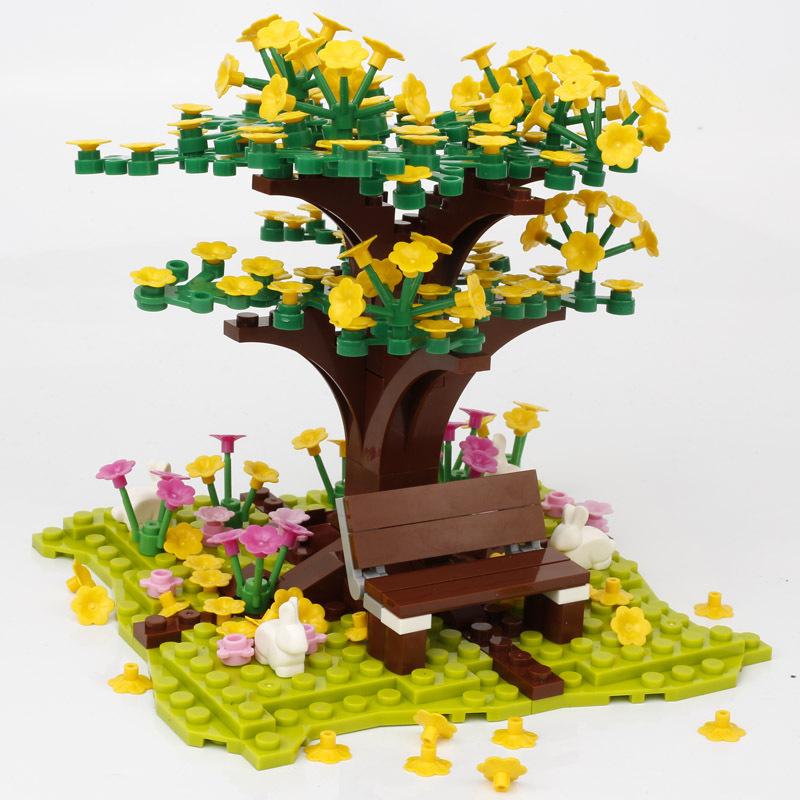 Street View Children's Toys Tree Stools Plants Toy Gifts Flowers Colorful tree Compatible MOC Accessories City Building Blocks Children's Park