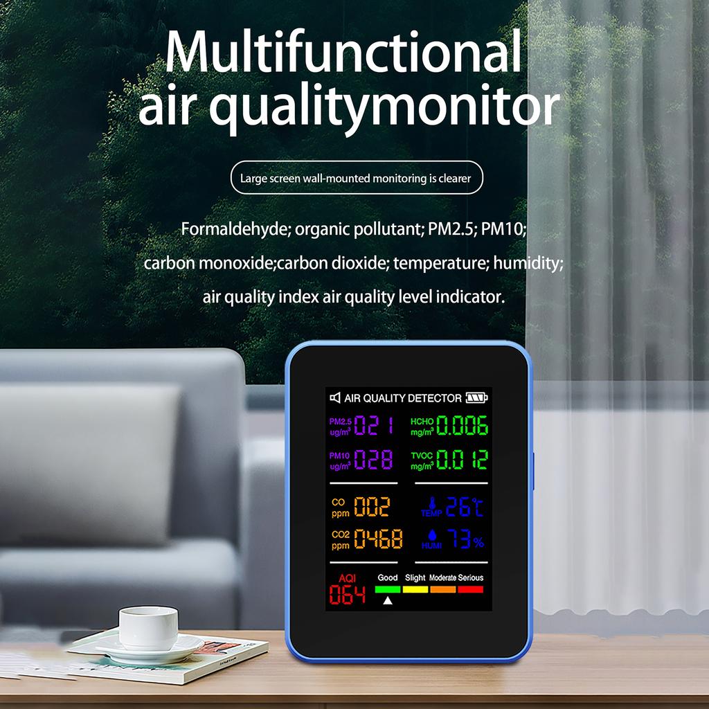 Luftqualitätsmonitor 10IN1 Innenraumtemperatur- und Luftfeuchtigkeitsdetektor Multifunktionstester Sensortechnologie CO2 CO