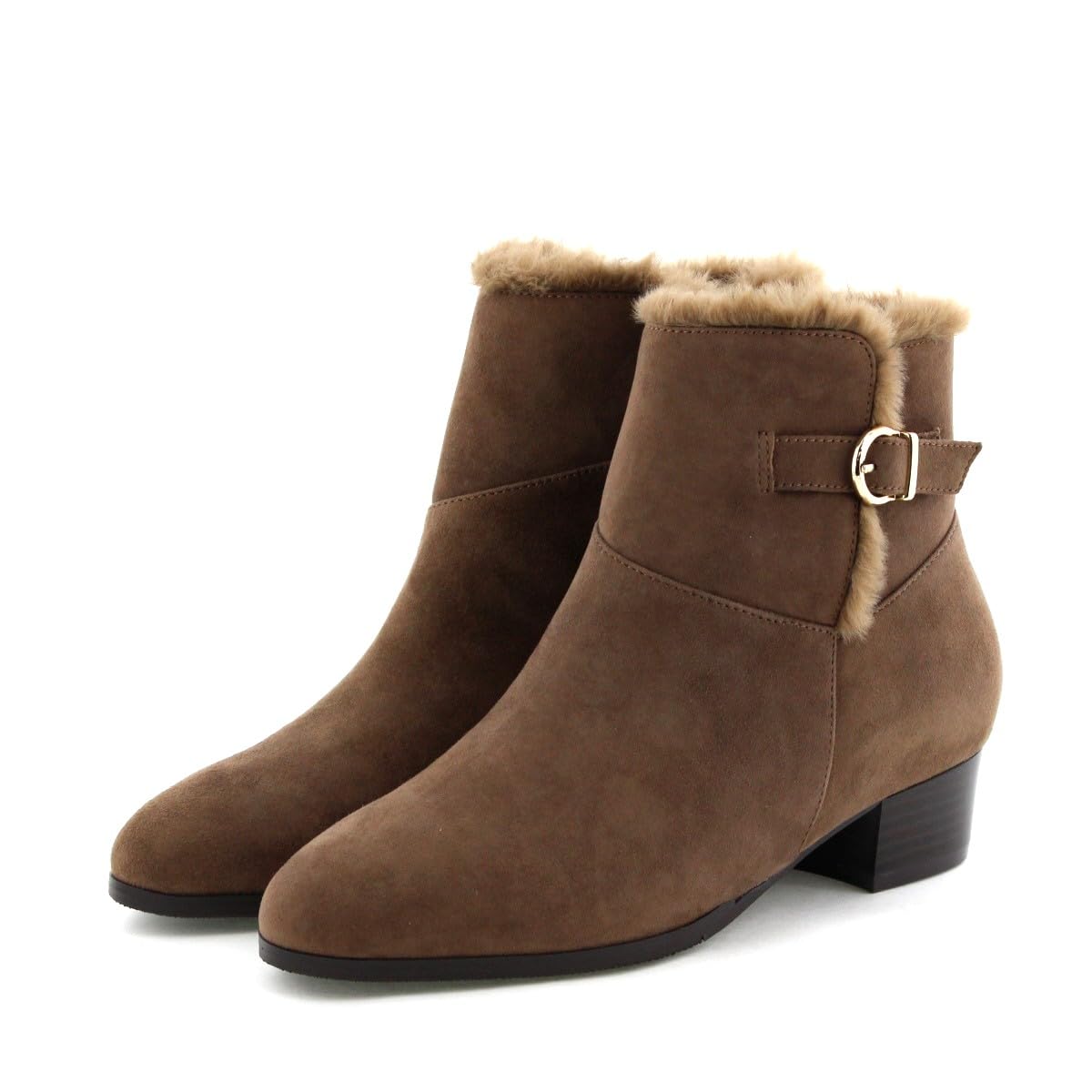 

Тепла натуральна овеча шкіра з м якою амортизацією. Хутряні черевики HIMIKO з двосторонньою пряжкою, 651415, коричневі, розмір 235.