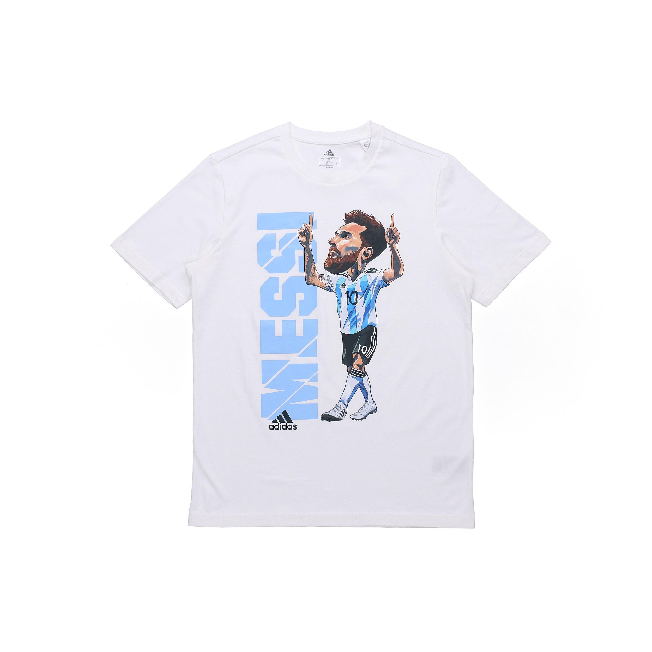 adidas Messi Icon T M Soccer/Football Casual Sports Short Sleeve White Men s HA5451 L