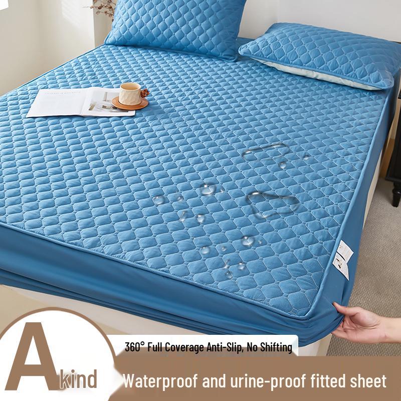 Class A Waterproof Quilted Mattress Protector - Dustproof, Skin-Friendly, Single/Double Bed Cover.