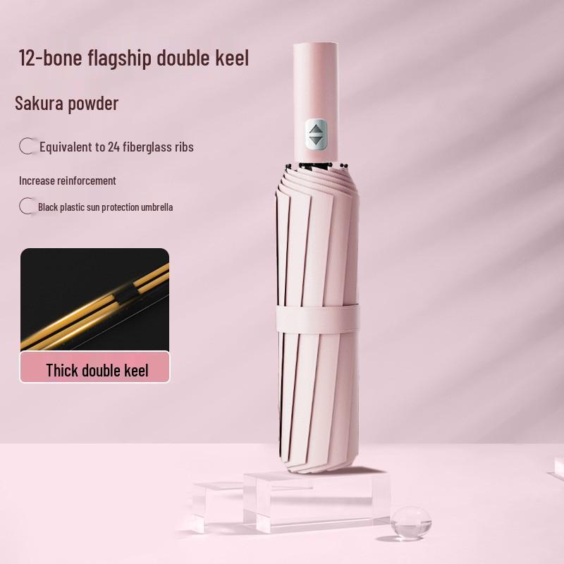 24-Rib Automatic Folding Umbrella with UV Protection for Sun and Rain.