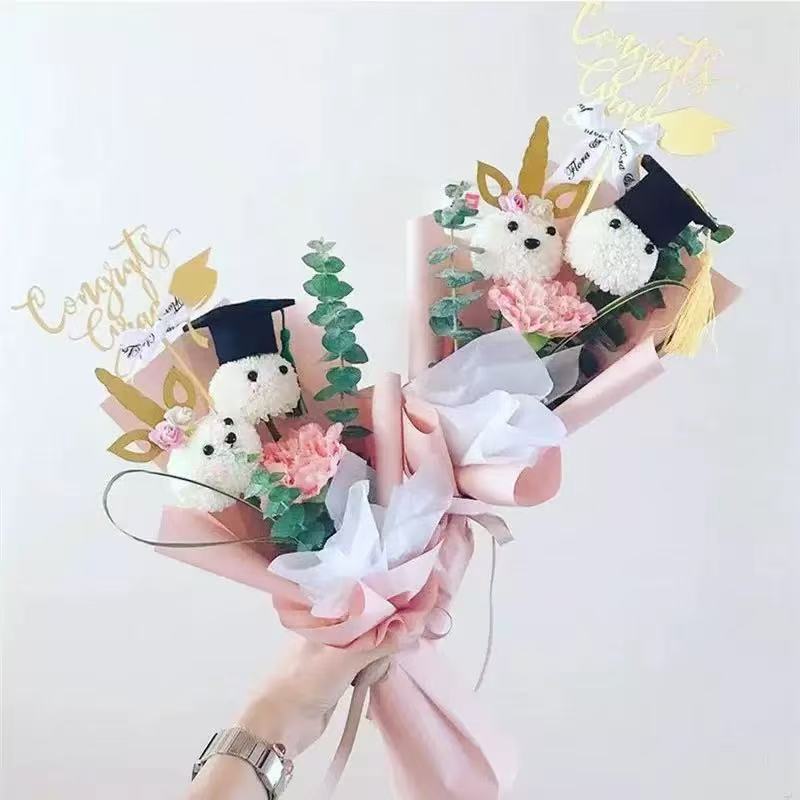 Runtowo 4pcs Graduation Hat, Felt Mini Doctoral Hat,Celebrate Party Graduation Headwear Congratulations with Tassels
