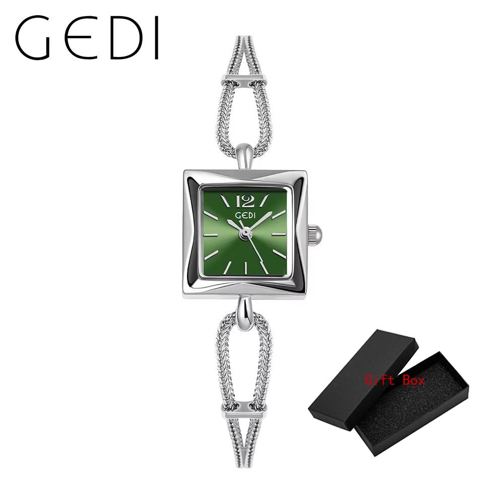 Fashion Gedi Top Brand Rose Gold Women Square Wrist Watch Alloy Rope Band Water Resistance Luxury Ladies Quartz Jewely 20mm