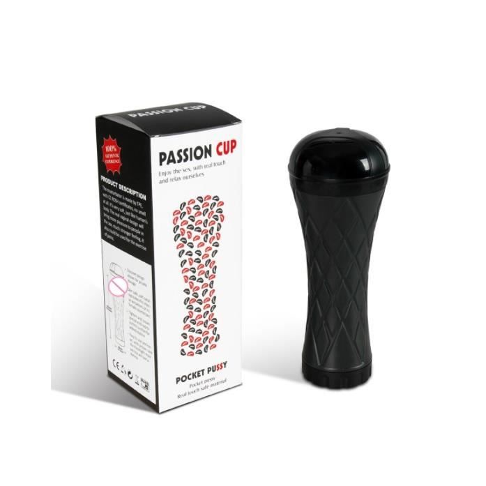 Vibromasseur masturbateur - PASSION - CUP POCKET PUSSY - Noir - Vibrant - 235mm x 93mm