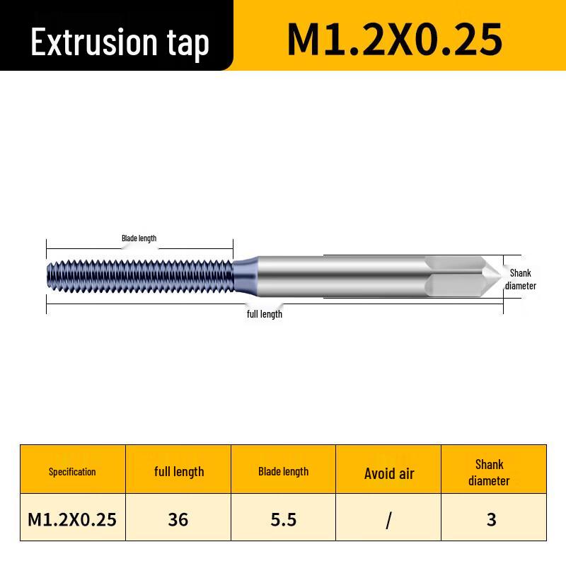 Jundingying M1.2x0.25 Black Titanium Coated Machine Forming Tap
