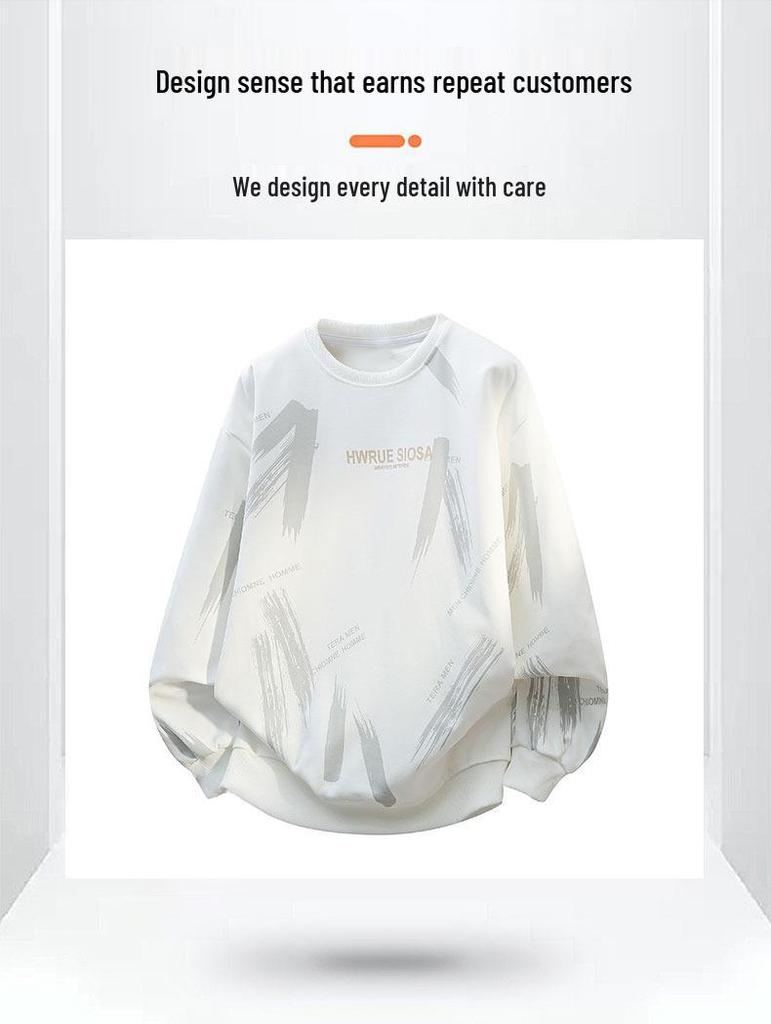 American Trendy Hong Kong-Style Youth Hoodie: Loose, Handsome, Versatile Long Sleeve Casual Round Neck for Spring and Autumn