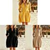 Style V Neck Button Pocket Loose Dress For Casual Travel And Outing