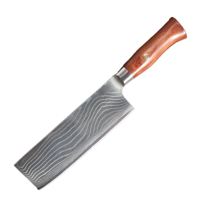 6.9 Inch Nakiri Knife Damascus Steel Blade Wood Handle Chef Slicing Vegetables Cleaver Meat 9Cr18CoMov Kitchen Knife Messer