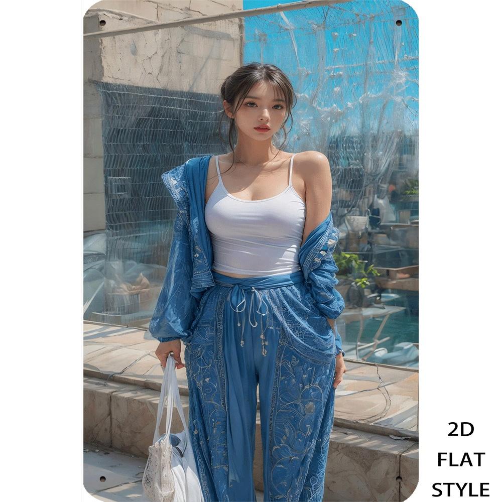 

Retro Iron Sign x Inch D Flat Metal Tin Sign for Home Wall Decor Vintage Blue Women Fashion Art Poster for Living Room 20x30cm（7.8x11.8inch）