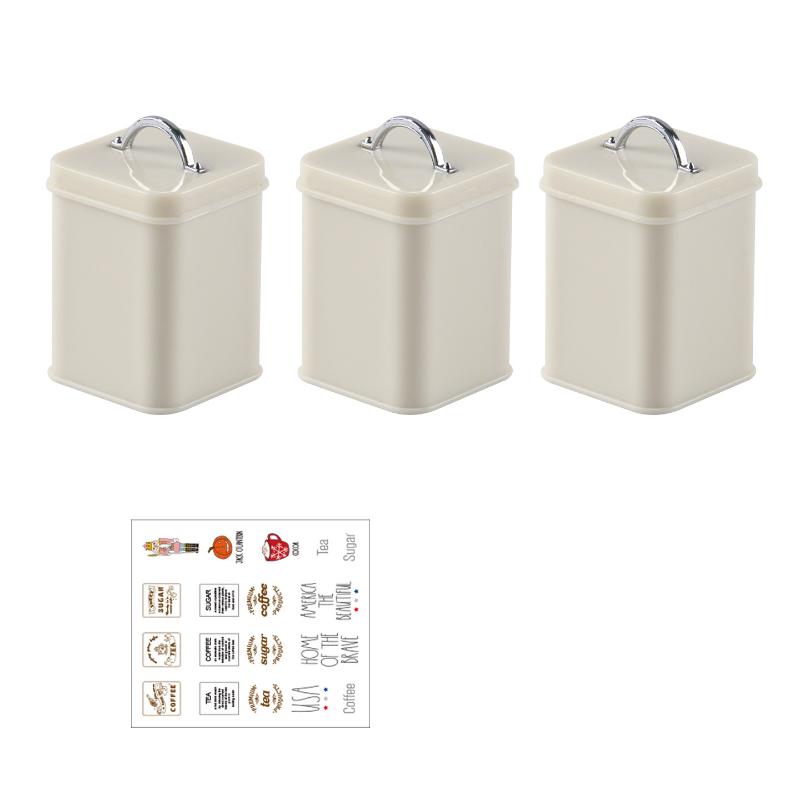 3Pcs Mini Kitchen Storage Container Square 1/6 Scale Miniature Dollhouse Coffee Bean Tin For Doll Accessories Toy