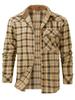 Autumn/Winter Denim Jacket with Turn-Down Collar and Flannel Plaid Shirt Coat