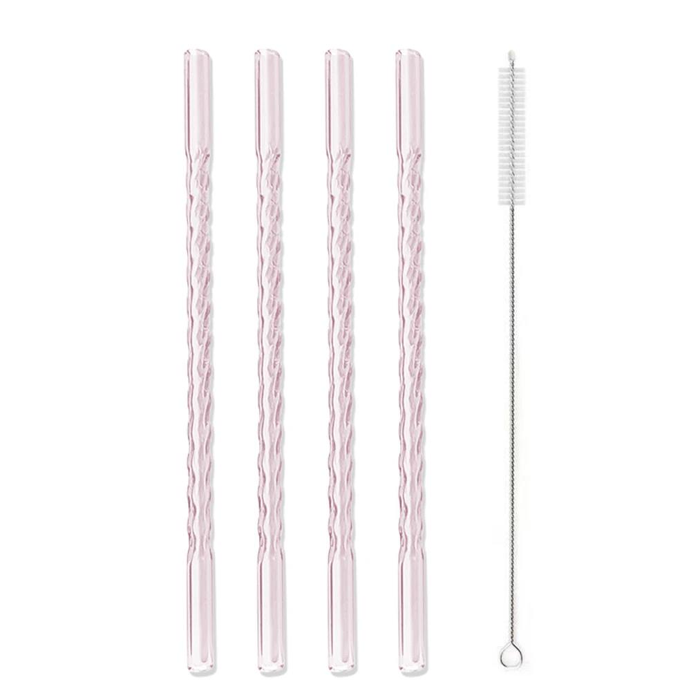 Colorful High Borosilicate Glass Straw Eco Friendly Drinking Straw 4Pcs Reusable Glass Straw Cocktail Smoothie Bar Accessories 5