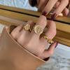Punk Retro Beauty Head Ring Set 5-dielna sada Krížový prsteň na ústa Bambusový prsteň s vetrom Roztomilý prsteň Dámy Romantický darček