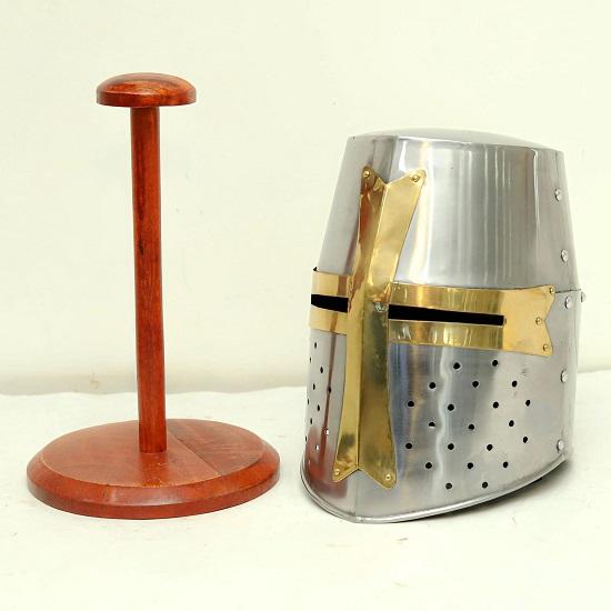 Medieval Crusader Knight Helmet Wearable Armor Helmet Gothic Knight Historical Replica medieval arsenal LARP Reenactment