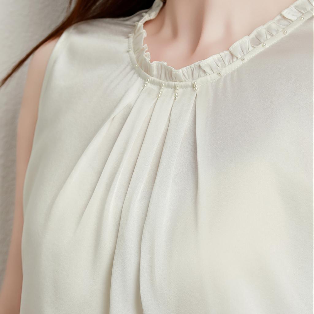 New 92% Mulberry Silk Tank Top Round Neck High End Commuting Base Sleeveless T-shirt Workplace Shirt Women's Top