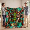 Colorful Tribal Tiki Mask Design Blanket Flannel Blanket for Bedroom, Living Room, Sofa, and Nap Sofas