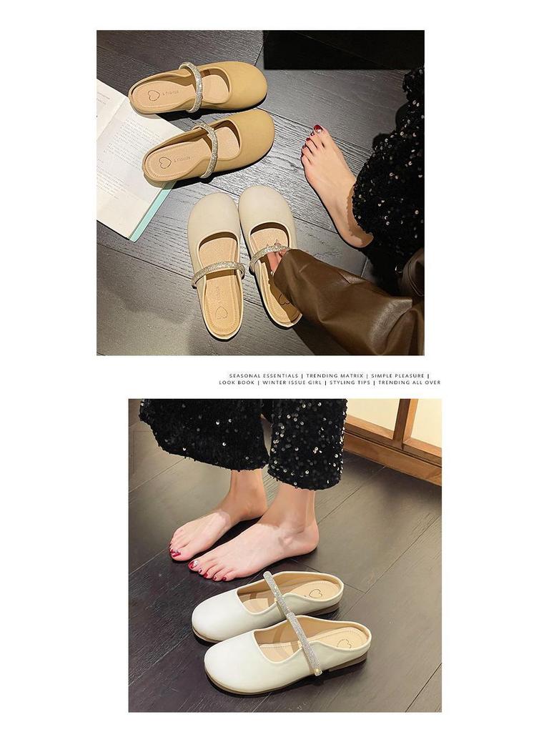 Women's 2024 Summer Rhinestone Mule Slippers - Soft, Flat, Breathable Design for Comfort