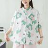 DIMANAF 2026 Plus Size New Summer Women Blouse Shirt Short Sleeve Casual Loose Cotton Print Floral Lady Tops Shirts