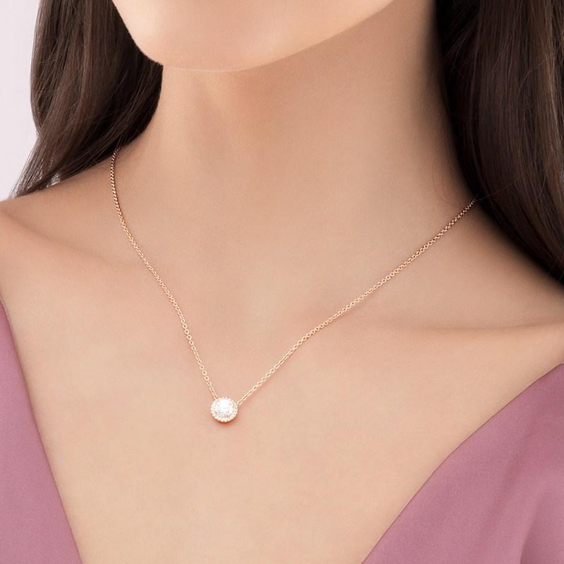 Pandora Klasyczny Elegancki Srebrny 925 Naszyjnik Choker Kobiety naszyjnik Różowe Złoto 386240CZ
