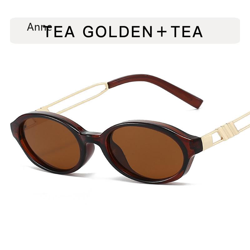Retro Small Oval Women Sunglasses Fashion Shades UV400 Men Punk Tea Green Sun Glasses  Gafas De Sol