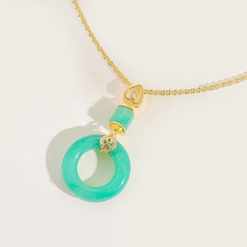 Ping An Buckle Necklace Female Chinese Style Court Retro Hetian Jade Pendant Ornament