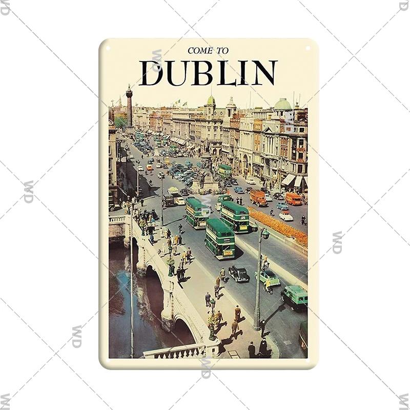 Vintage krajobraz miejski metalowa plakietka emaliowana londyn paryż floryda nowy jork plakaty podróże dekoracje płyta metalowy obrazek dekoracje ścienne barowe