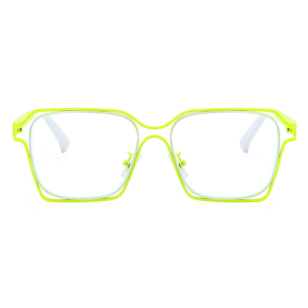 

New Hollow-Out Oversized Sunglasses: Iridescent Two-Tone Rectangular Frame, Retro-Chic for All Outfits неоновый зеленый