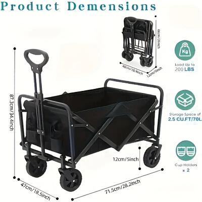 Carro para Jóvenes Plegable con Ruedas - Carro Utilitario de Alta Resistencia para Comestibles,