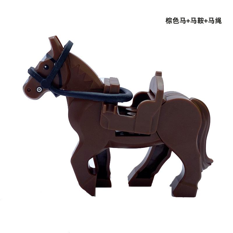 Small Particle Building Block Toy Plastic Horse Figurine Accessories Equipment War Horse Children'S Toys