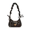 French Sophisticated Romantic Pleated Handbag For Women In Sleek Black And Varieties Brown