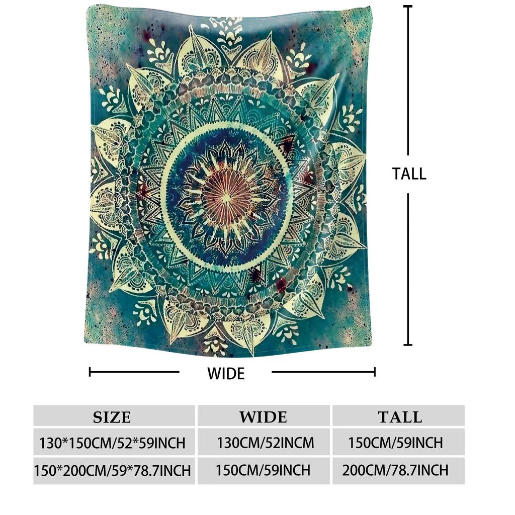 Bohemian mandala pattern Flannel printed blanket suitable for all seasons suitable for living room office sofa and travel