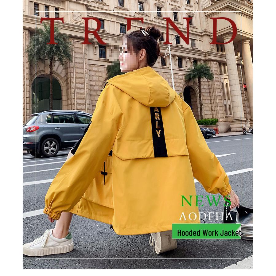 Women's Workwear Jacket - 2023 Spring/Autumn Korean Style, Loose BF Harajuku Hooded Trendy Jacket