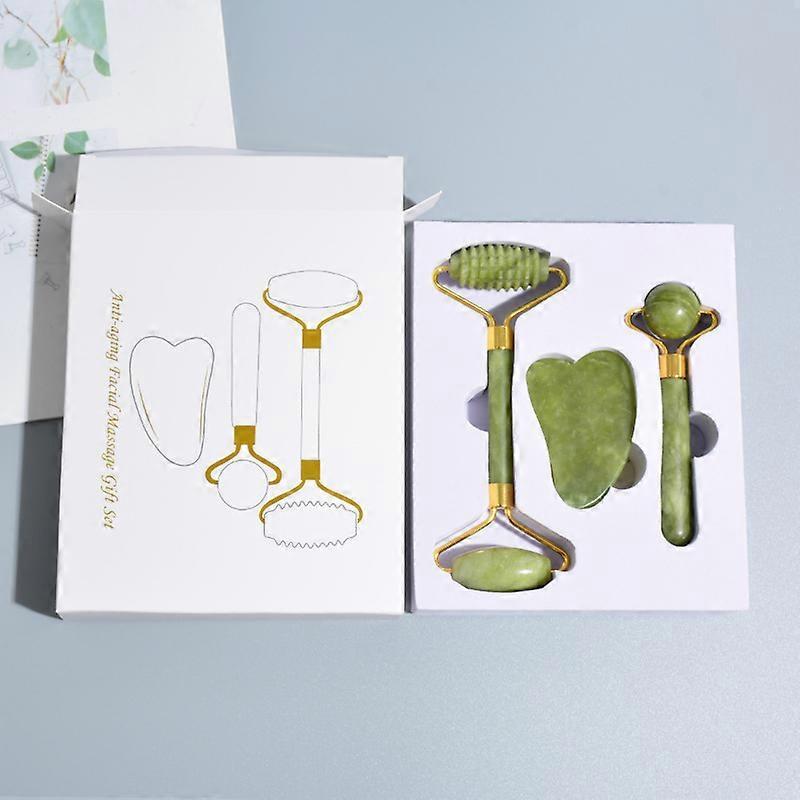 Dww- Jade Roller for Face and Gua Sha Massage, Double Ended Jade Roller and Natural Massage Stone with Storage Bag for Anti-Aging and Anti-Wrinkle Tre