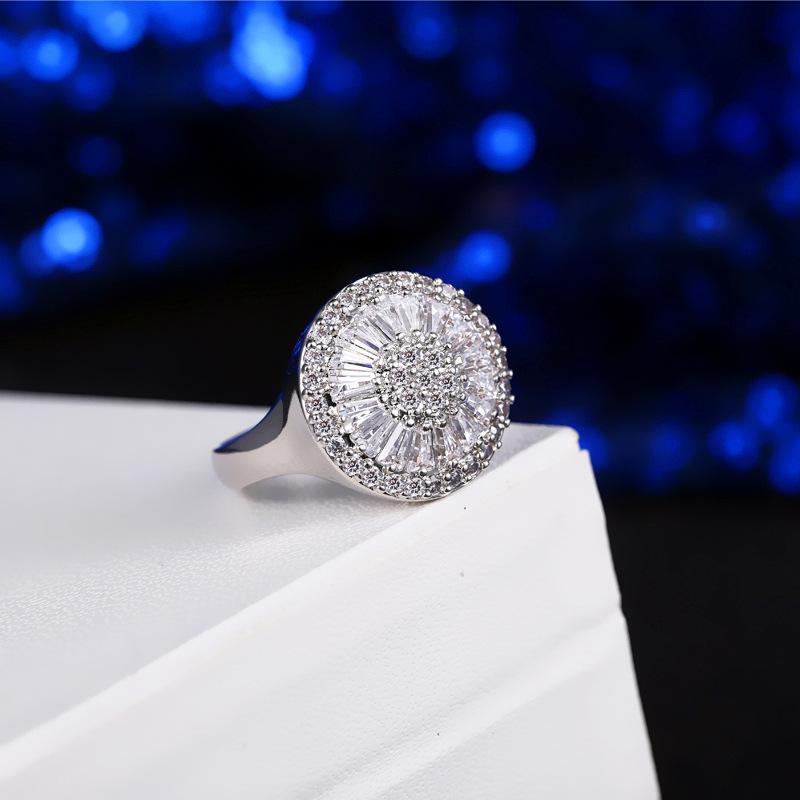 Temperament Platinum Plated Micro-Set Aaa Zircon Ring, Bridal Ring, Hand Jewelry