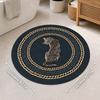 Retro Chic Animal Print Round Rug Living Room Kitchen Bathroom Non-Slip Washable Crystal Velvet Floor Mat