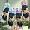 1PC Hat Wearing Puppy Print 750ml Color Plastic Sports Water Bottle Leakproof Flip Straw Lid Suitable for Sports Office Home Use