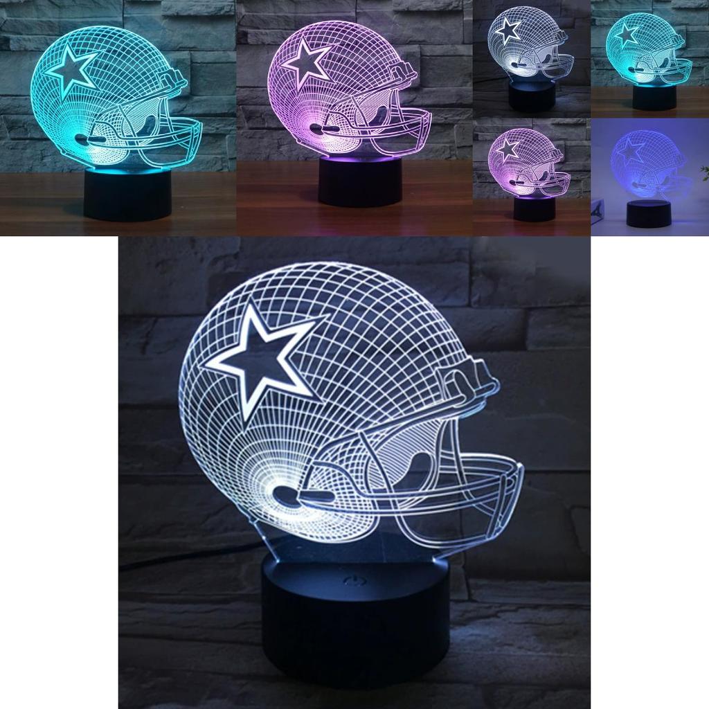 Rugby Cap Pattern 3d Led Night Light With Touch Control For Home Decor Gift