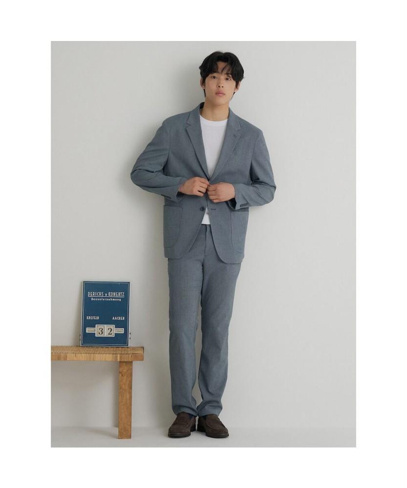 Binpolmen Seersucker Pattern Set-Up Standard Fit Pants Navy