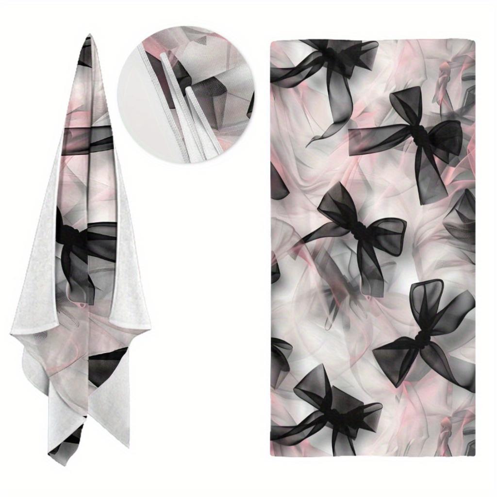 Princess Black Pink Bow Beach Towel Oversized Super Absorbent Microfiber High-Definition Digital Print for Pool Beach Bath