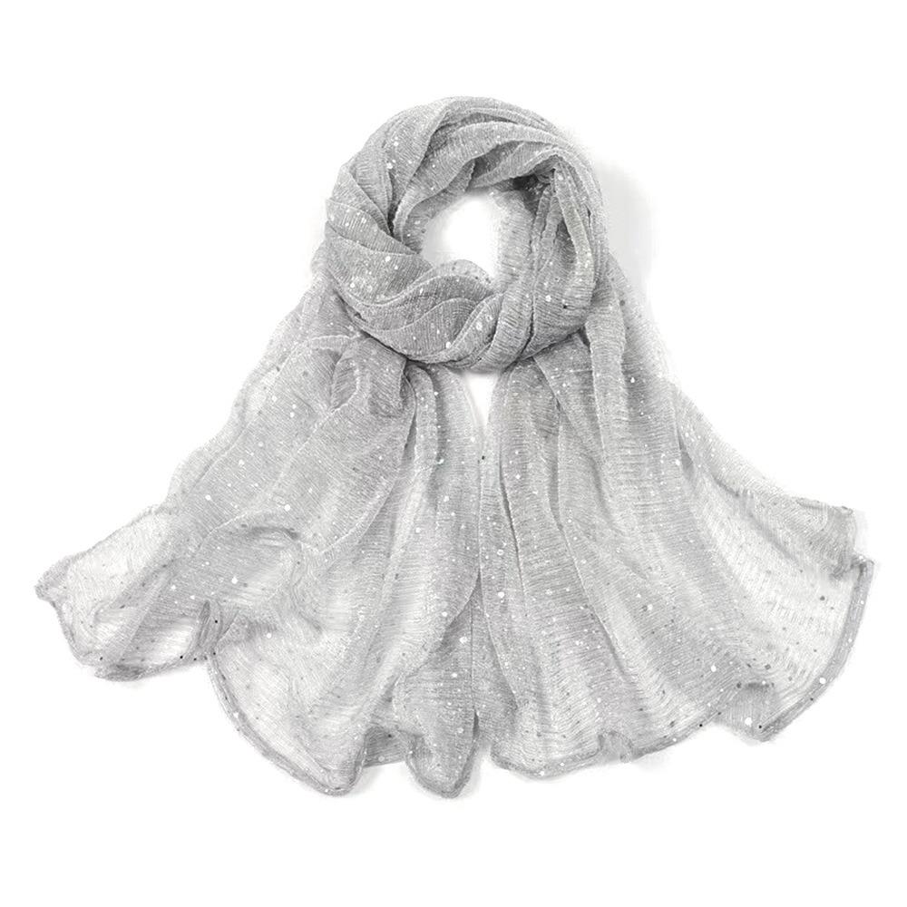 155×70cm Sequin Scarf Thin Transparent Hijab Luxury Headscarf  for Women